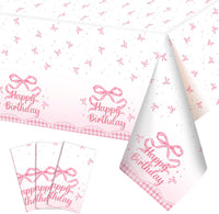 3 Pack Plastic Birthday Tablecloth - Pink Bow