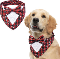 Dog Tuxedo for Small Dogs Valentines Bandana with Bowtie Wedding Tux – Essentials for Dogs - Christmas snowflake / Large