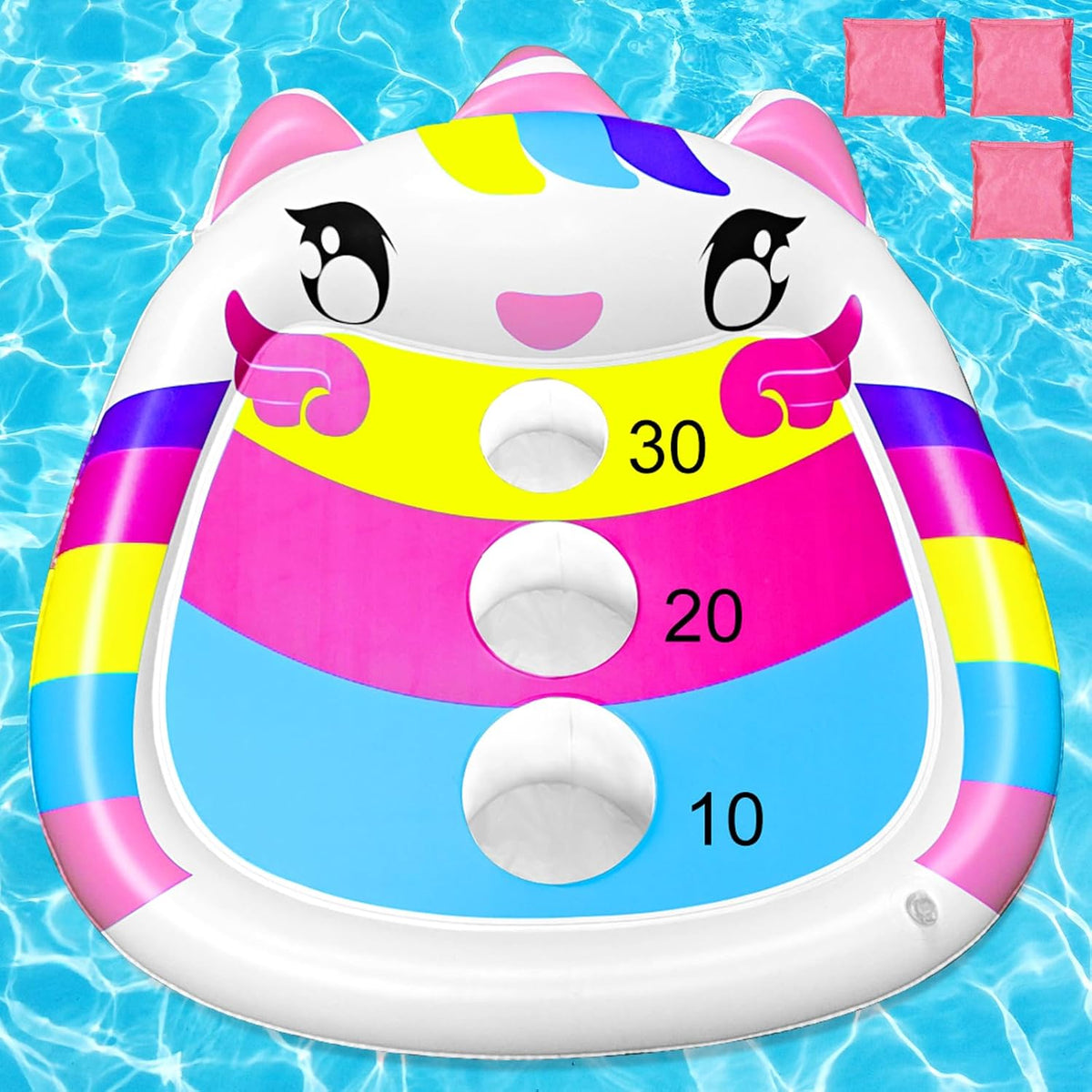 JOINBO inflatable shark pool cornhole board floating with 3 bean bags - view 2