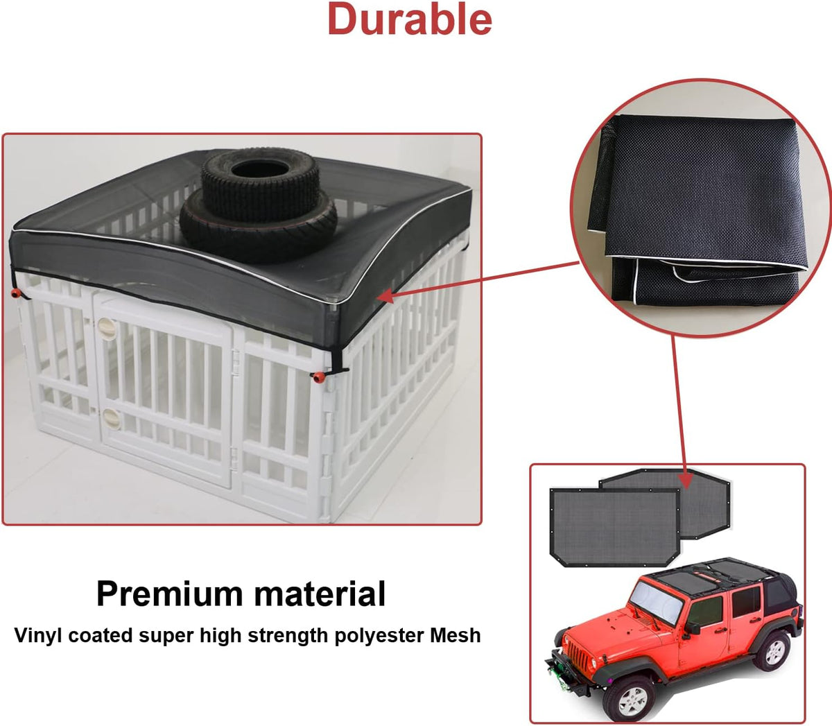 Dog Playpen Cover Sun/Rain Proof Top - 36 inch 4 panel mesh cover - image 4