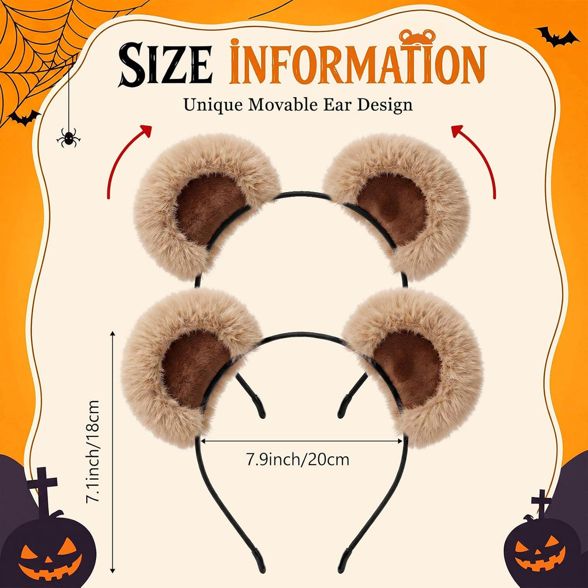WILLBOND 3-pack plush cow ears headbands with horns for costumes - view 23
