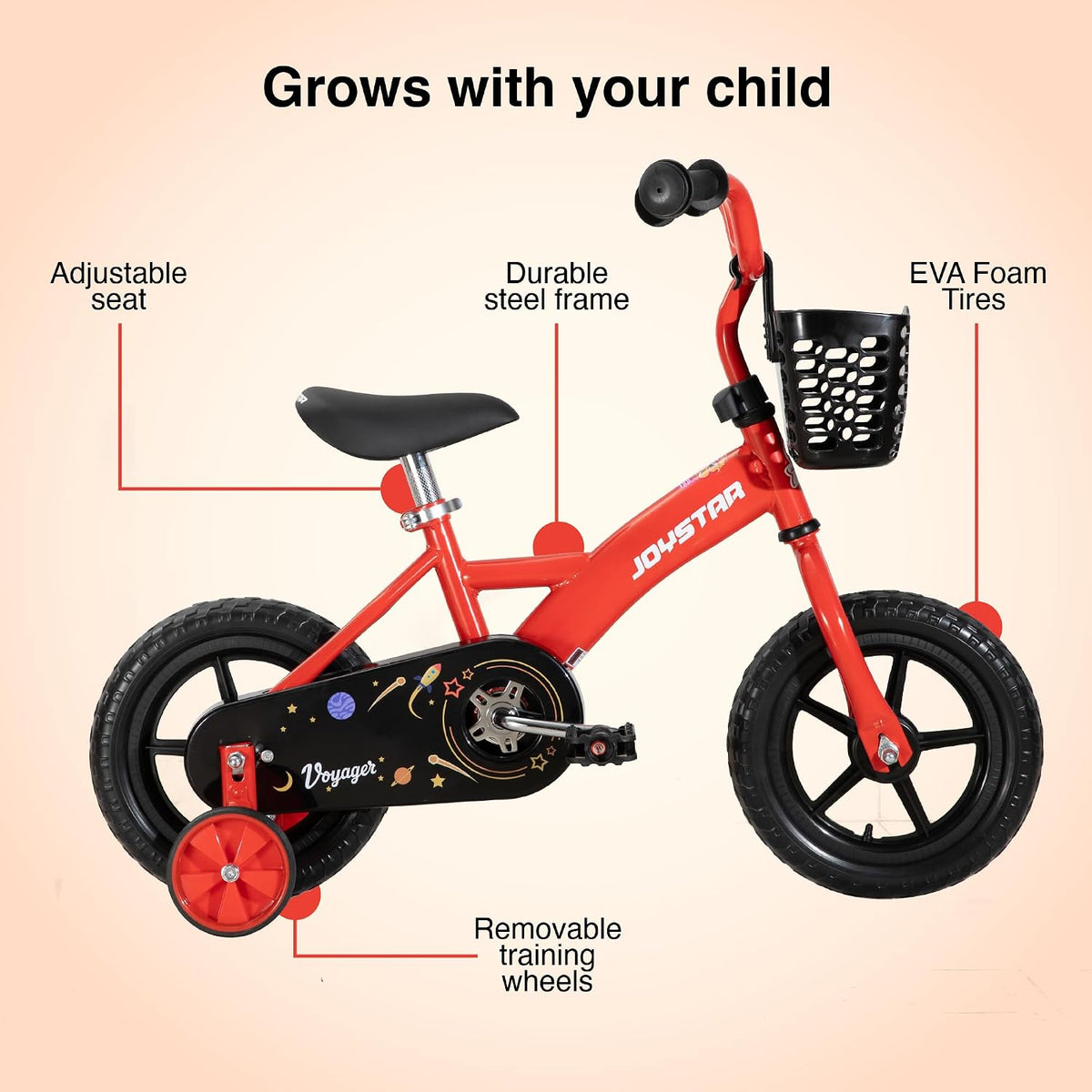 JOYSTAR 10" 12" 14" 16" Kids Bike for Boys and Girls Ages 1-7Y – Fun for Kids & Family - Red / 10 Inch with Training Wheels - image 3