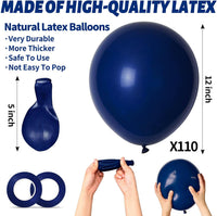 110pcs Black Balloon 12 inch - 12inch(normal) / A18-navy Blue - image 3