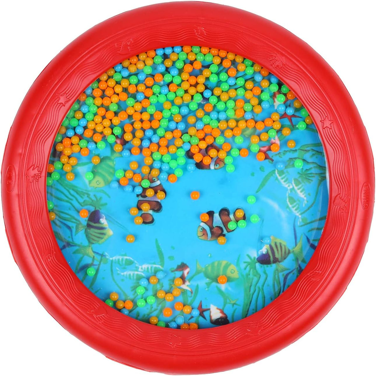 Musfunny Ocean Drum Wave Bead Drums Baby Kid Gentle Sea Sound Music - Red