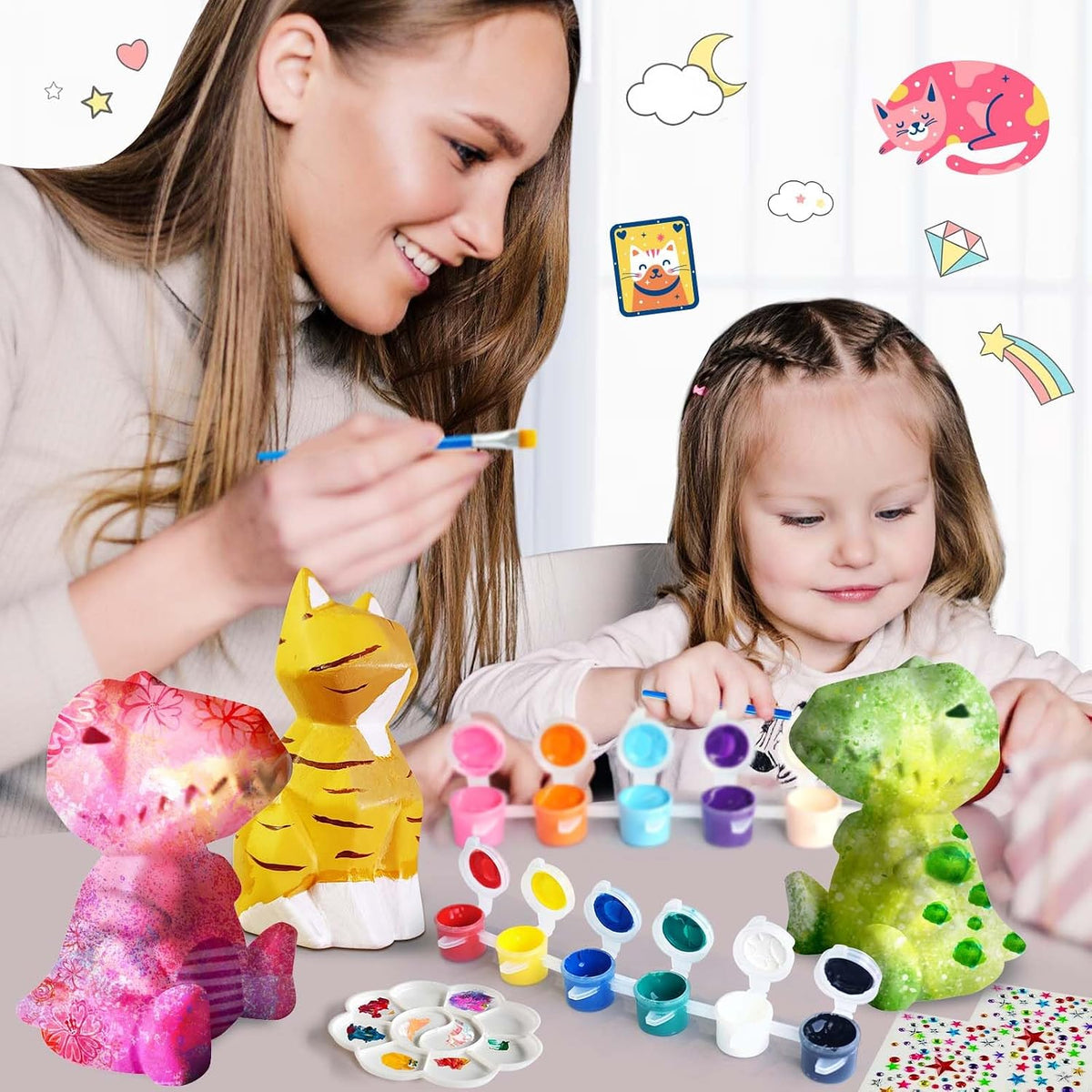 Goodyking Paint Your Own Cat Lamp Kit - Cat & Dinosaur 3pcs - image 4