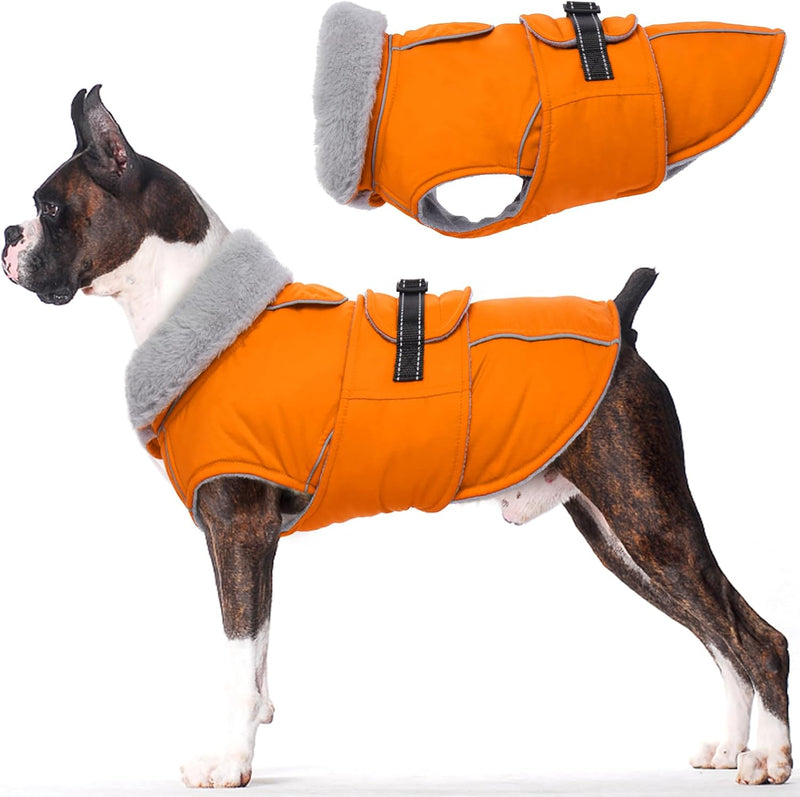 Dog Coats for Large Dogs Waterproof Dog Jacket with Adjustable Fit – Essentials for Dogs - S / Orange