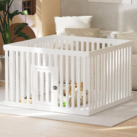 Dog Playpen with Door, 12 Panels Puppy Playpen, 25.6” H Dog Pen for Small Cats and Dogs, Pet Fence for Indoor & Outdoor, Non-Slip Pet Gate Made of Strong Plastic, White