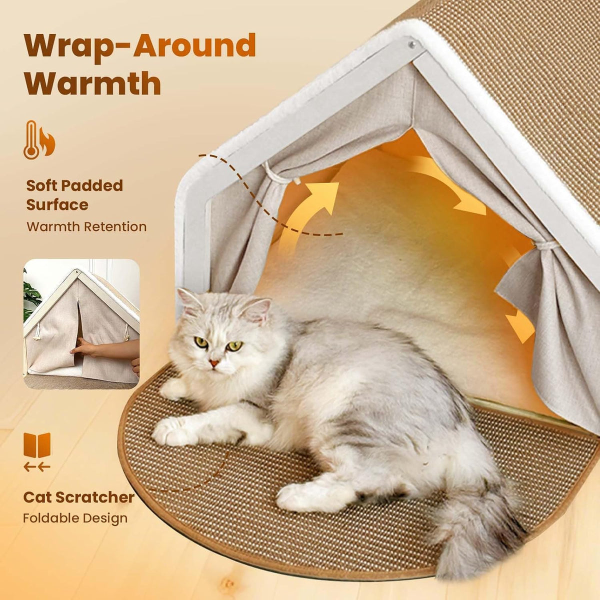 Cat Houses for Indoor Cats - 15.7*14*14"/Sharp Roof (S) - image 4