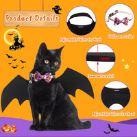 Cat Bat Wings Halloween Puppy Bat Wings Pet Bat Costume Cosplay Bat - Bat Wings+Collar - image 2