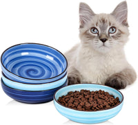 Selamica Ceramic Cat Bowls Set of 6 - 5.6 Inch, Set of 4 / Gradient Blue