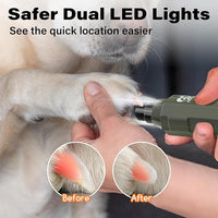 Casfuy 6-Speed Dog Nail Grinder - Newest Enhanced Pet Nail Grinder Super Quiet Rechargeable Electric Dog Nail Trimmer Painless Paws Grooming & Smoothing Tool for Large Medium Small Dogs (Army Green)