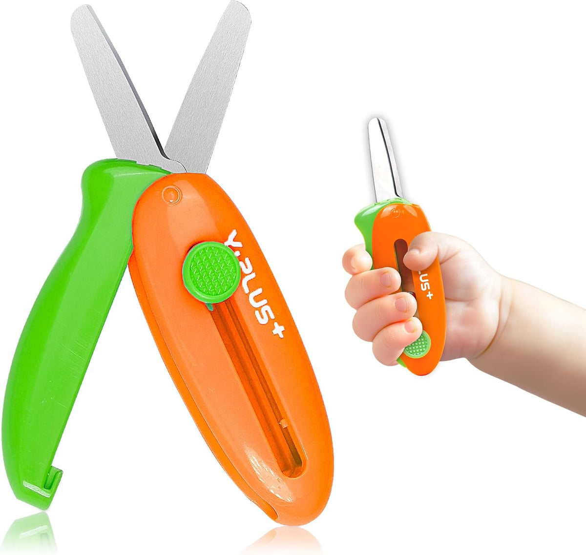Safety Scissors for Kids, 3Pcs Retractable Toddler Scissors for Preschool – Fun for Kids & Family - Orange
