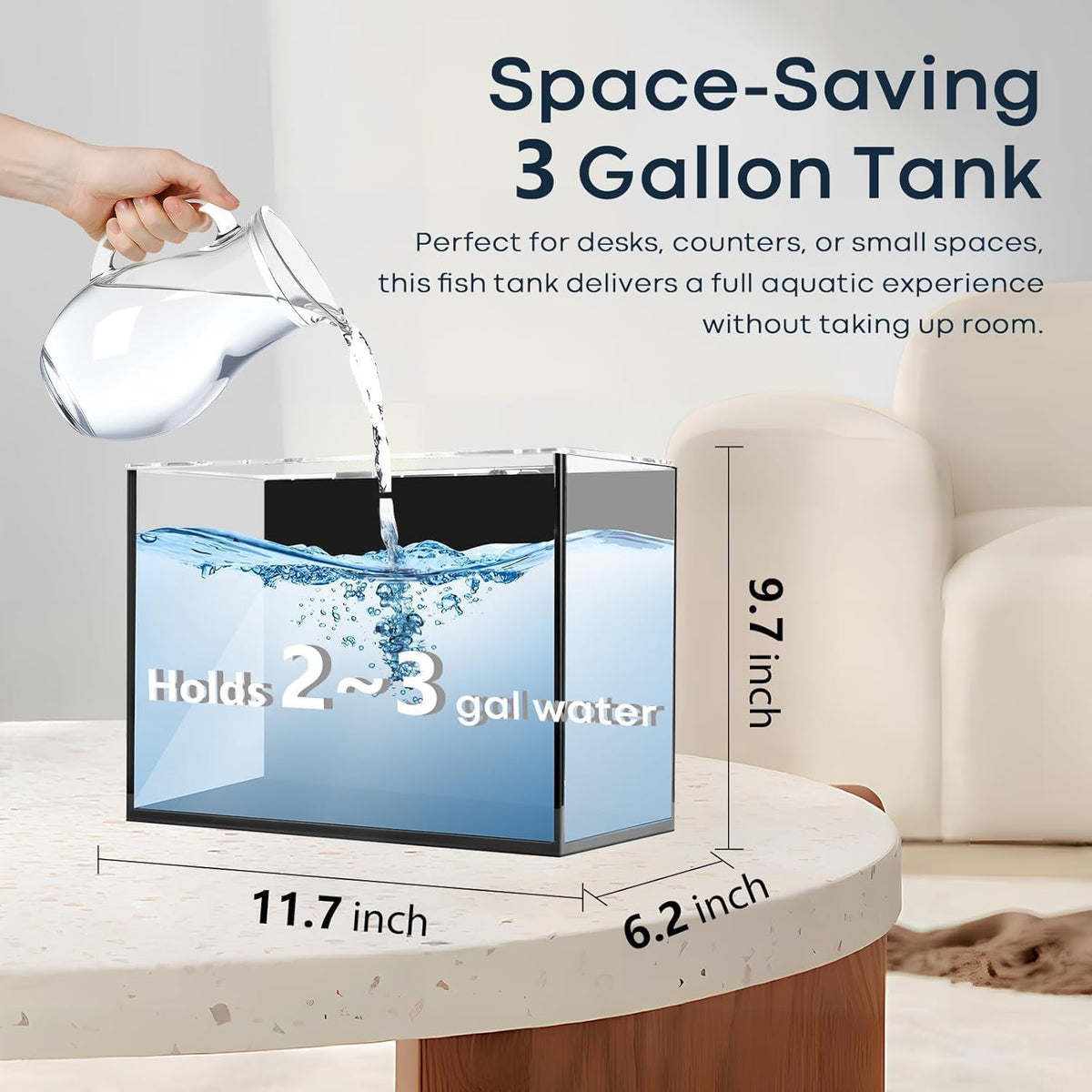 10 Gallon Aquarium Set Glass Fish Tank - 3 Gallon - image 4