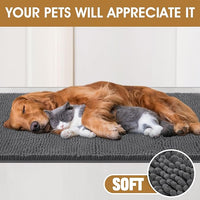 IM HOME Extra Large 71" x 25" Grey Dog Door Mats for Muddy Paws, Chenille Absorbent Dog Mat, Non Slip Heavy Mud Mat for Dogs, Soft Pet Bed Mat for Entryway, Mud Paws, Inside Floor