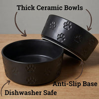 Ceramic Dog Bowl Set of 2 with Anti-Skid Base, 5.5"W x 2"H - Large / Black - image 2