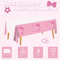 3PCS Demon Hunters Birthday Tablecloth Decorations - Bow Kitten Tablecloth - image 3