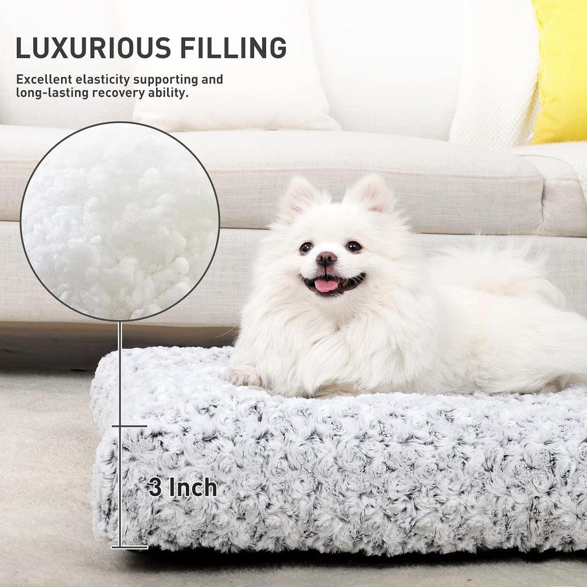 KSIIA Washable Dog Bed Medium Size Dog Crate Bed Plush Pet Mat - Grey / 23.0"L x 18.0"W x 3.0"Th - image 3