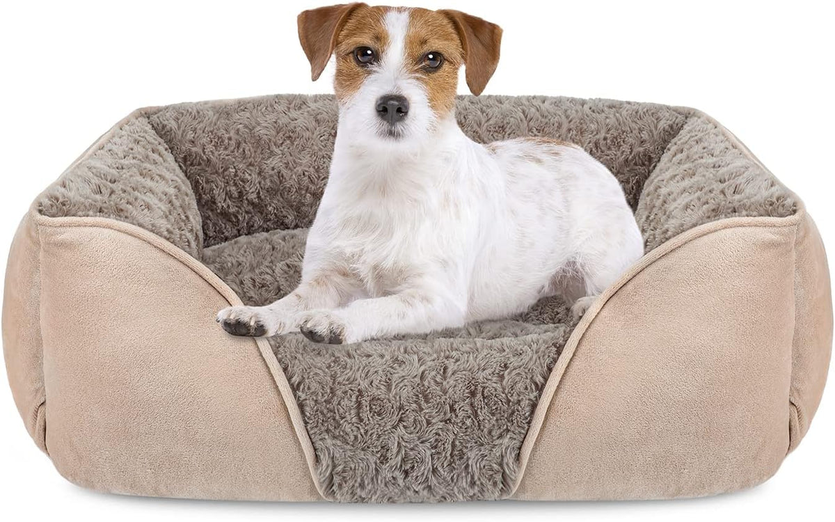 Rectangle Washable Orthopedic Dog Bed for Small - M(25"x 21"x 8") / Beige