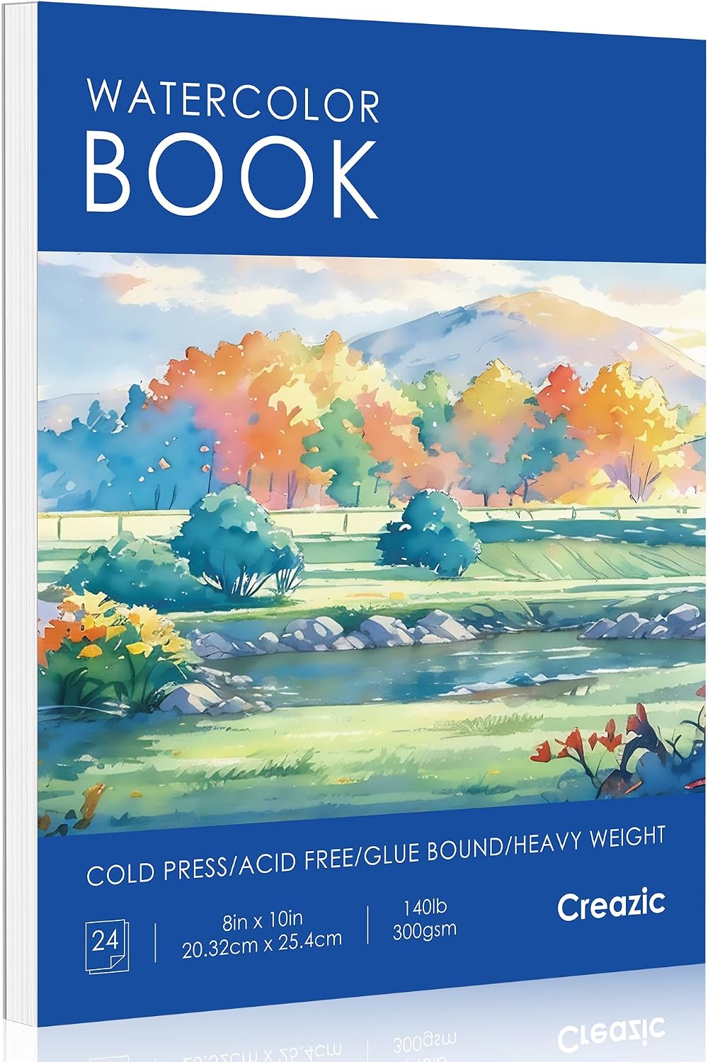 Watercolor Paper Pad, 5.5"x8.5”, Spiral, Bound with Tear - Blue / 8" x 10" Glue Bound