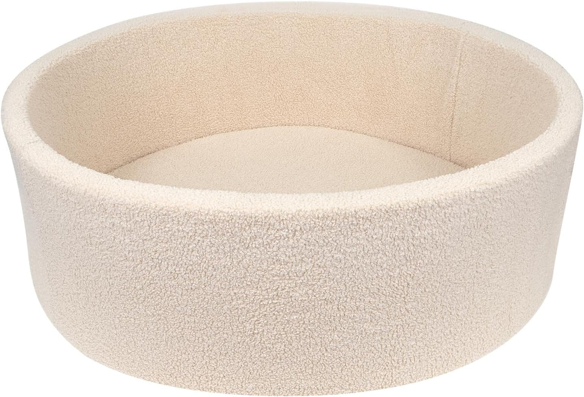 MEOGETY beige teddy fleece foam ball pit for toddlers with soft round walls - view 6