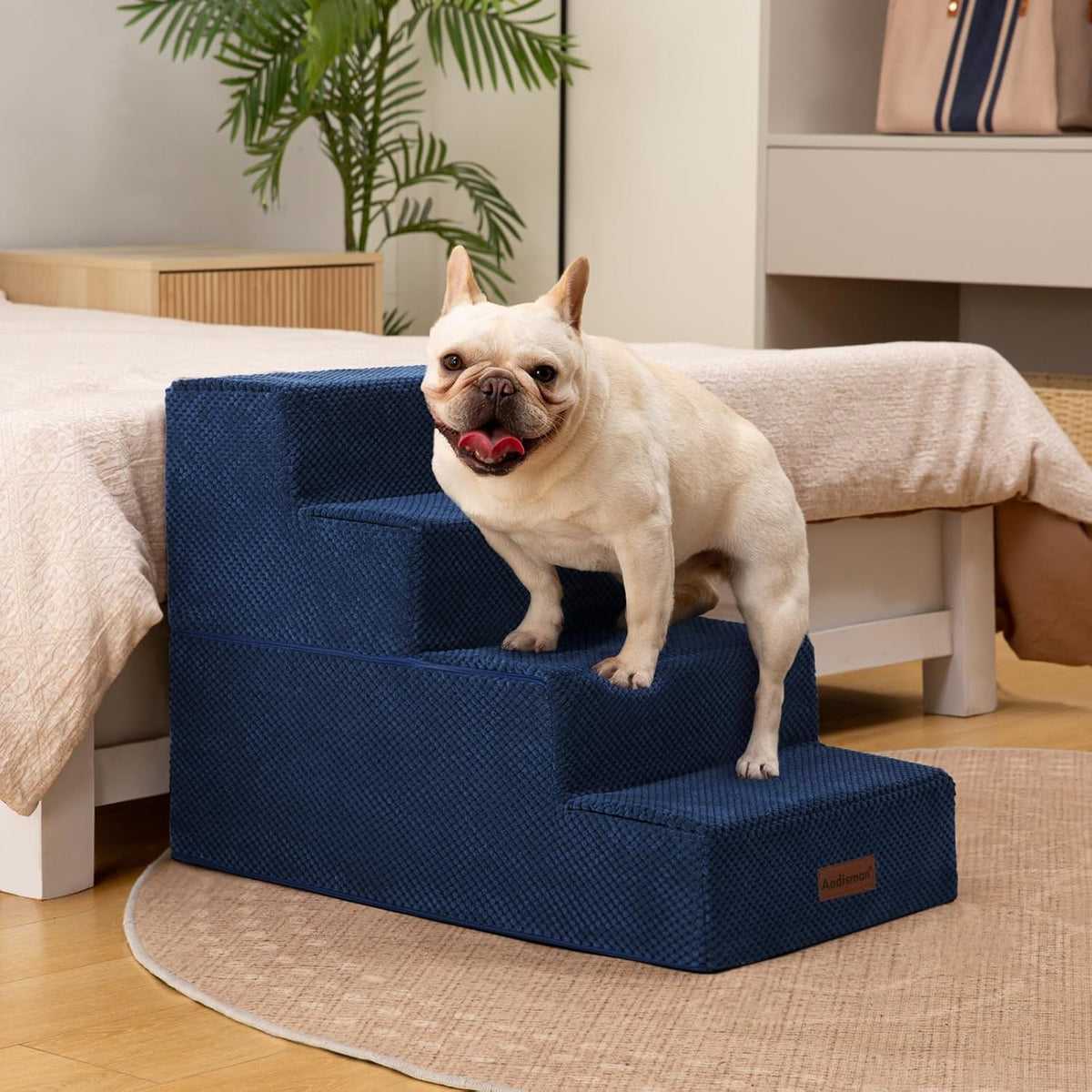 Dog Stairs for Small Dogs & Cats - Blue / 4-Step 18.5" H - image 4
