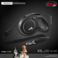 FLEXI Classic Cord Retractable Dog Leash - Black / Extra Small - 10 ft (Cord) - image 3