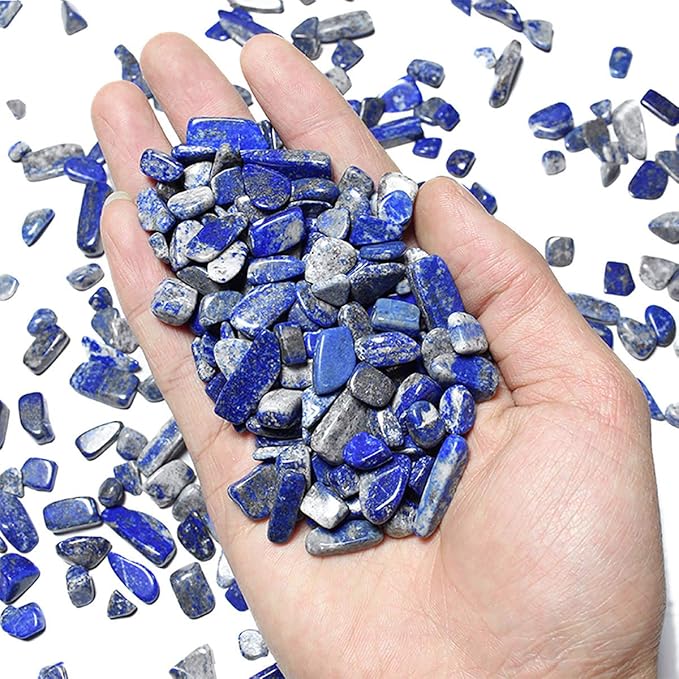WAYBER 1 Lb/460g Deep Blue Lapis Lazuli Pebbles Irregular Decorative Stones Natural Crystal Rock Gravel for Aquarium/Fish Turtle Tank/Succulent Plants/Air Plants Decoration (Fill 0.9 Cup)