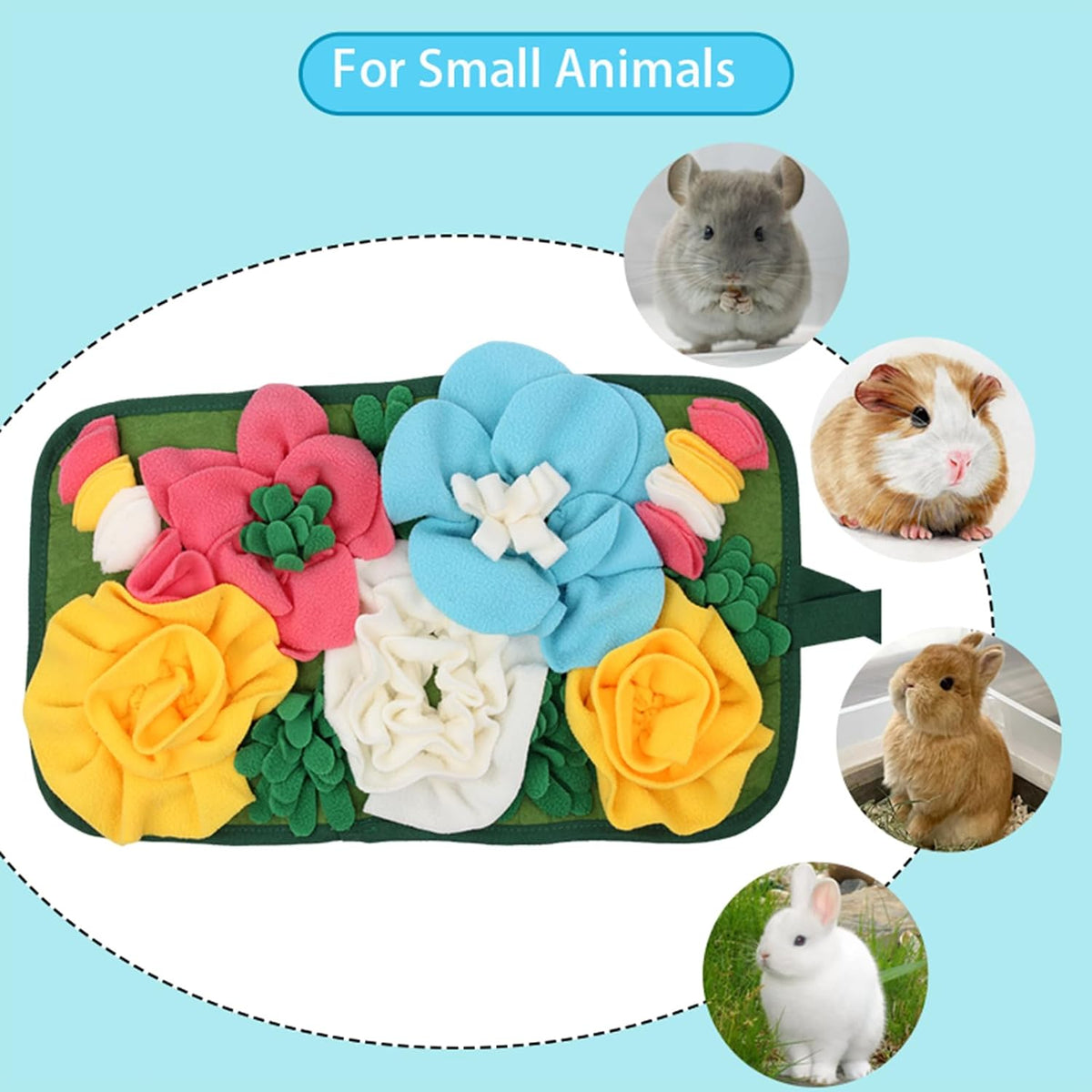 Rabbit Foraging Mat Interactive Bunny Snuffle Mat for Small Animals – Essentials for Small Pets - blue - image 4