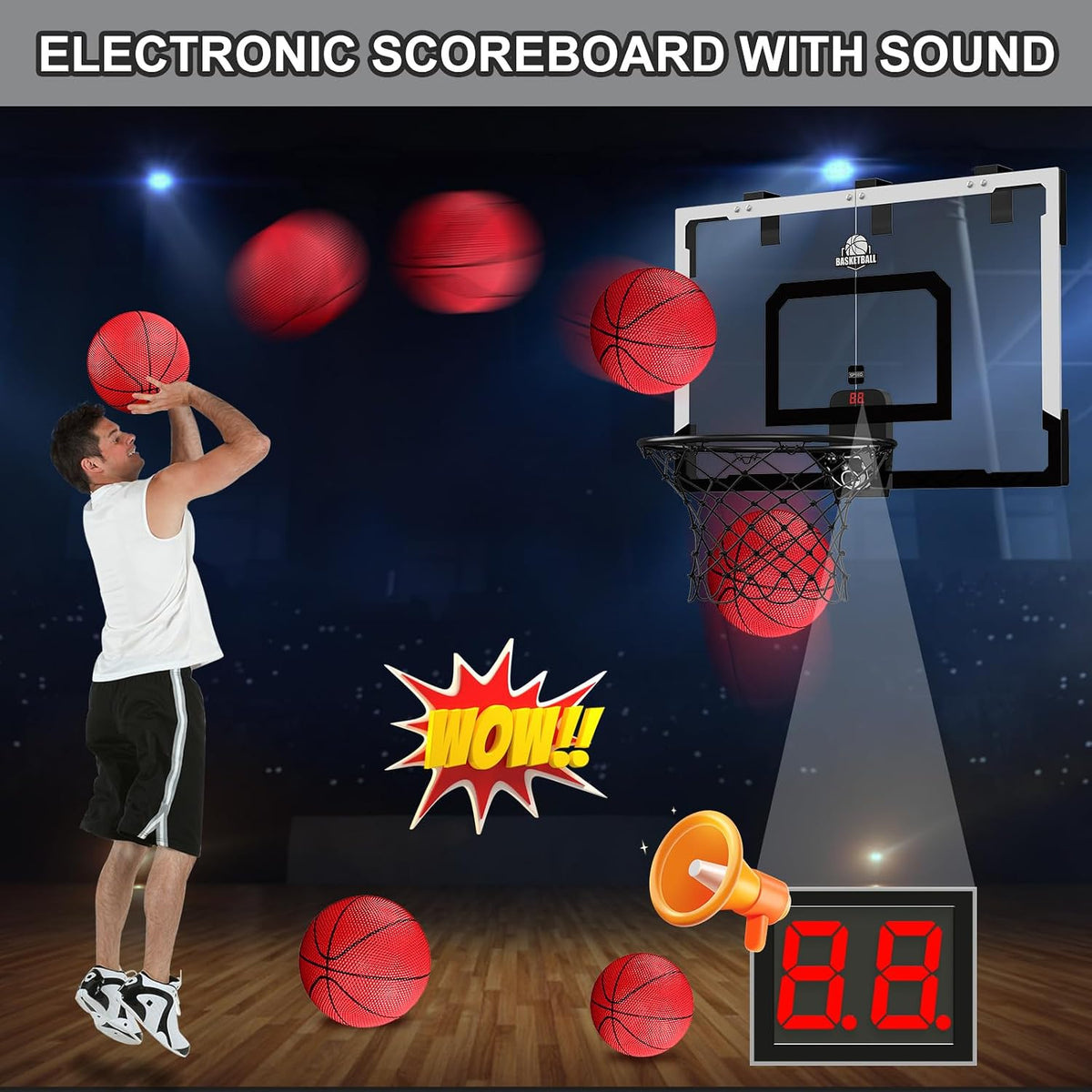 HYES over the door basketball hoop with 24x16 inch backboard and break-away rim - view 11