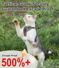Cat Harness and Leash for Walking Escape Proof Soft Adjustable Cat - Grey / S (7-12lb) - image 2