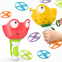 daboot flying disc launcher toy set with two launchers and colorful flying discs