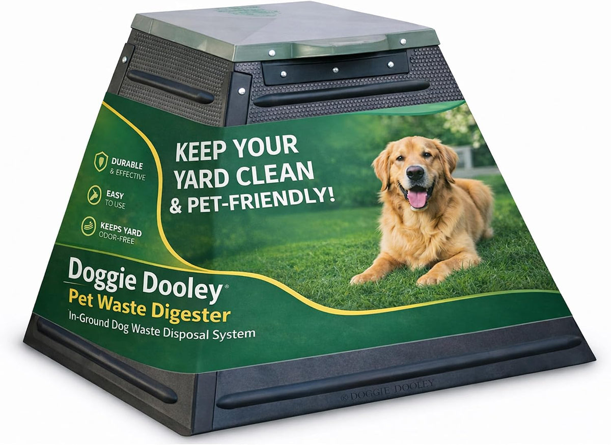 Doggie Dooley Pet Waste Digester, Black with Green - Medium / Leach Bed Style