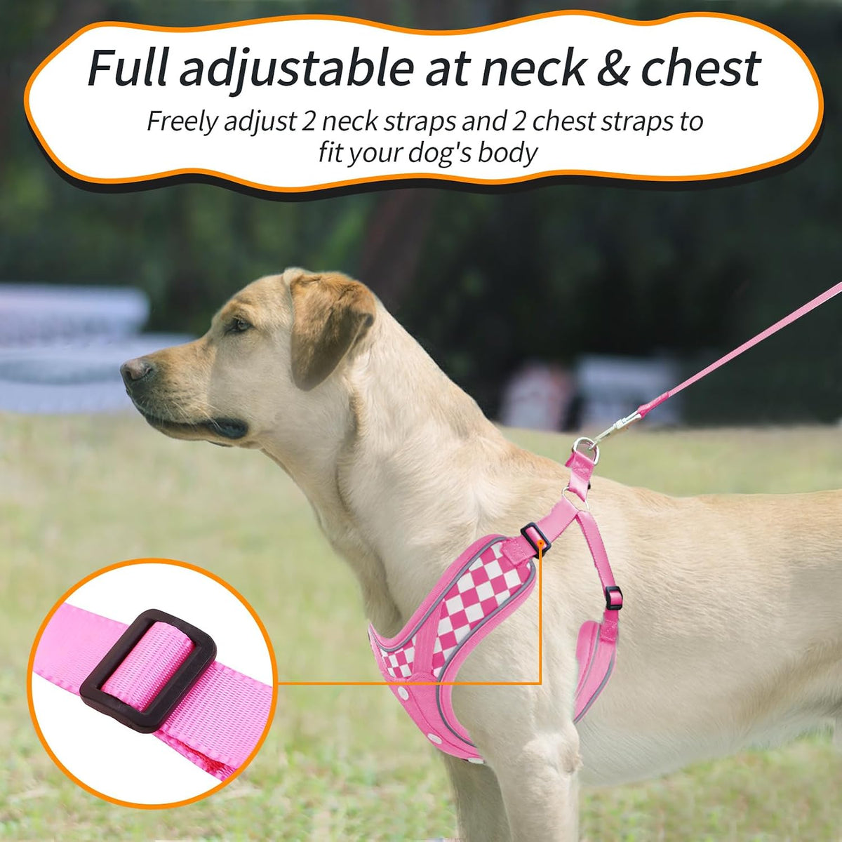 Dog Harness with Leash Set, No Pull Adjustable Step in Pet Vest – Essentials for Dogs - Pink (denim) / L - image 4