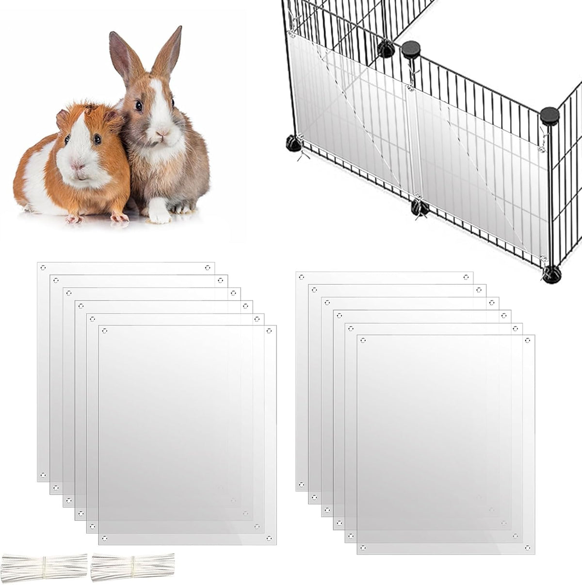 Oncpcare 12 Pack Rabbit Cage Urine Guard 10'' x 8.2'' Pet Plastic - 12pcs