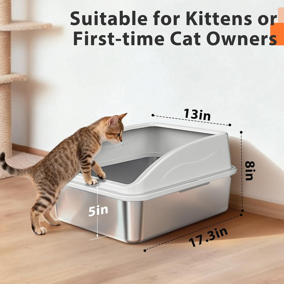AIPERRO Stainless Steel Litter Box - Silver Grey / Small - image 2