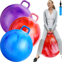 Lewtemi 3 Pcs 29" Hopper Ball Handle, Gradient Red - 29" / Gradient Red, Gradient Blue, Purple