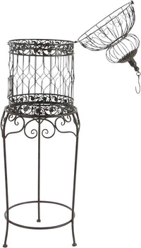 Deco 79 Vintage Metal Free-Standing Birdcage, 14" x 14" x 47", Black