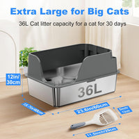 Open-Top Automatic Litter Box, Odor Control, Ready to Use - Gray - image 2
