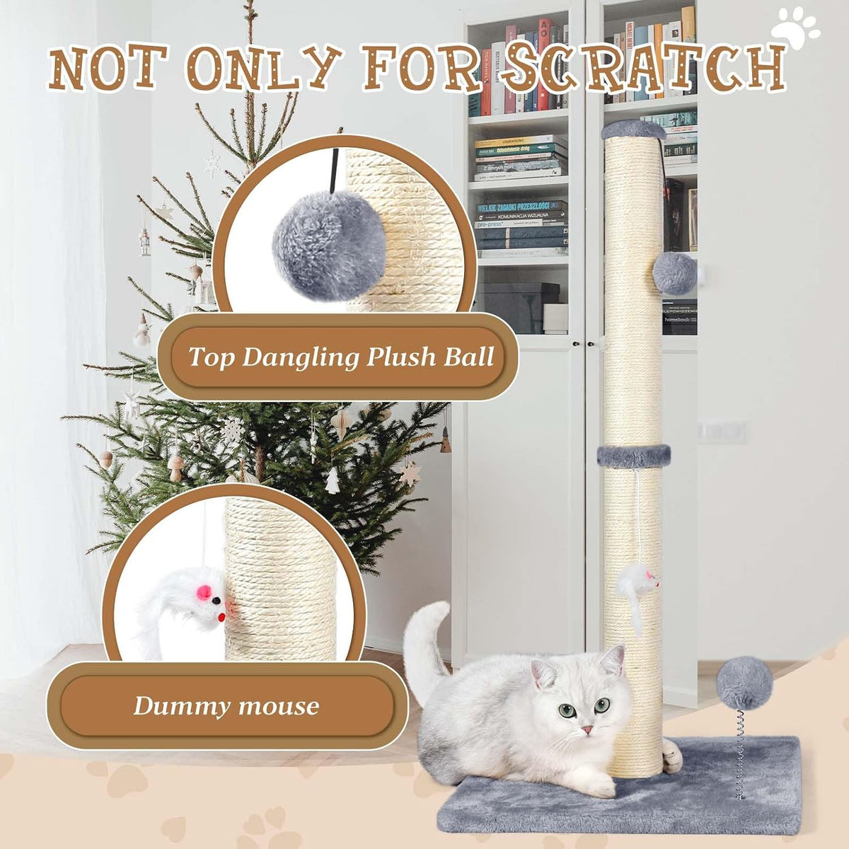 ANWA 32" Tall Sisal Cat Scratching Posts Tree for Indoor Cats Adults - Basic Cat Post Gray - image 4