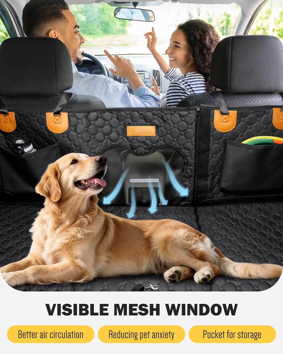 Back Seat Extender for Dogs - Black & Orange / L - For Cars/ Mid-Size SUV/ Small Truck - image 3