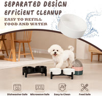 Raised Ceramic Dog Bowl Set with Stand - Black / 2 Bowls - 1.6 Cups Each - image 4