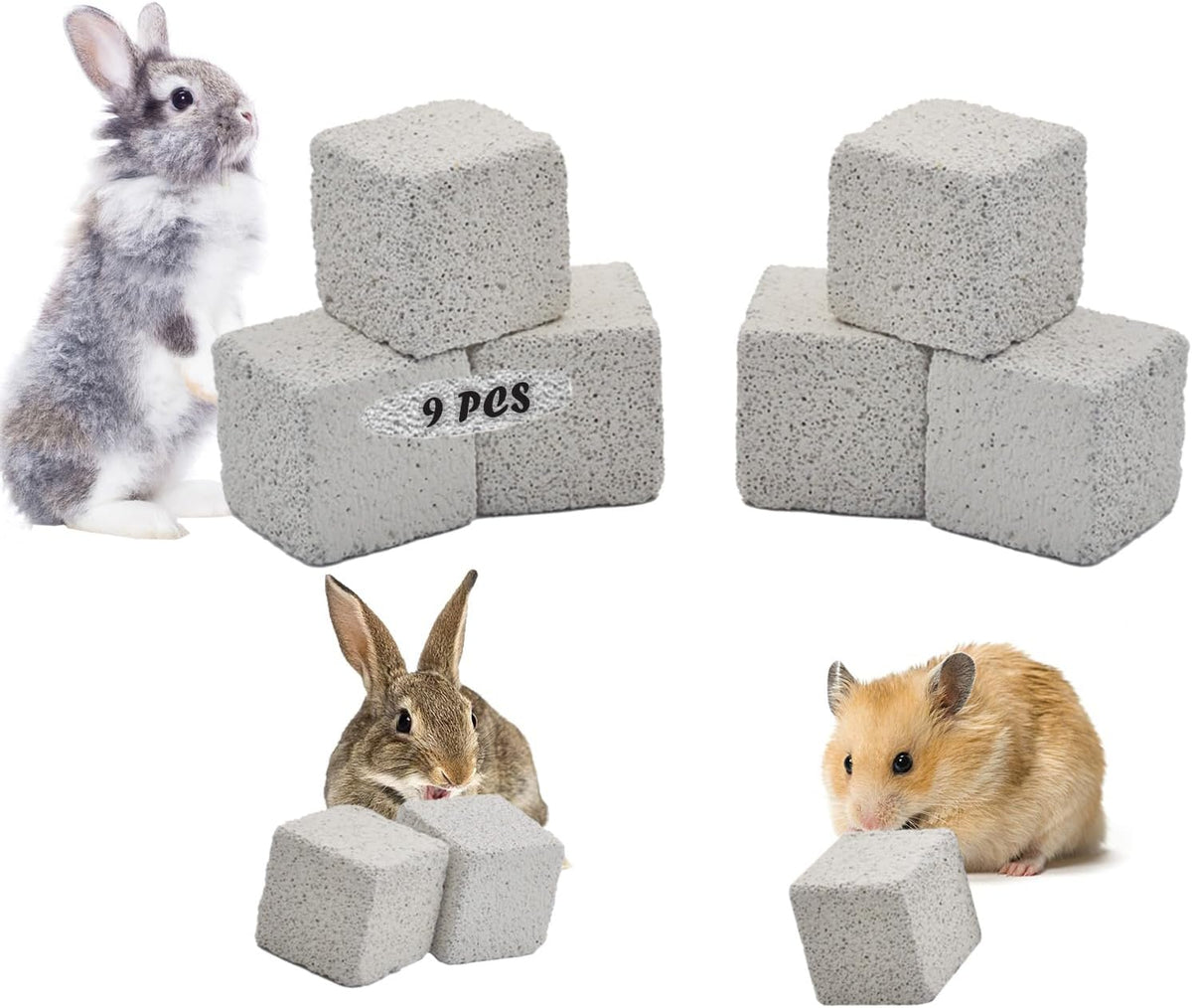 PINVNBY 15 Pcs Rabbits Lava Blocks Bunny Teeth Grinding Stone Small - 【9 PCS】