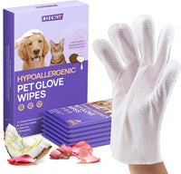 HICC PET Dog Wipes for Dogs & Cats, Glove Design - Rose Scent / 6 PCS