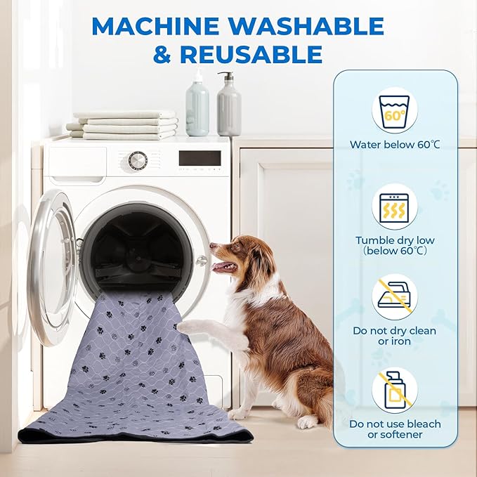 Fostanfly Non-Slip Washable Pee Pads for Dogs, 2 Pack Large 63"x63" Ultra-Absorbent and Leak-Proof Reusable Potty Training Pads for Dogs and Cats Puppy Pads