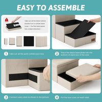 COZY KISS Dog Stairs with Storage, 16.7" H Wider Dog Steps - Beige / 3 / 28.5x17x16.7 inch - image 3
