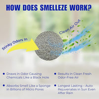 SMELLEZE Natural Cat Litter Smell Eliminator Deodorizer Additive: 50 lb. Rids Strong Urine & Poop Stench. Change Kitty Box Litter Less. Safe for Cats. Unscented