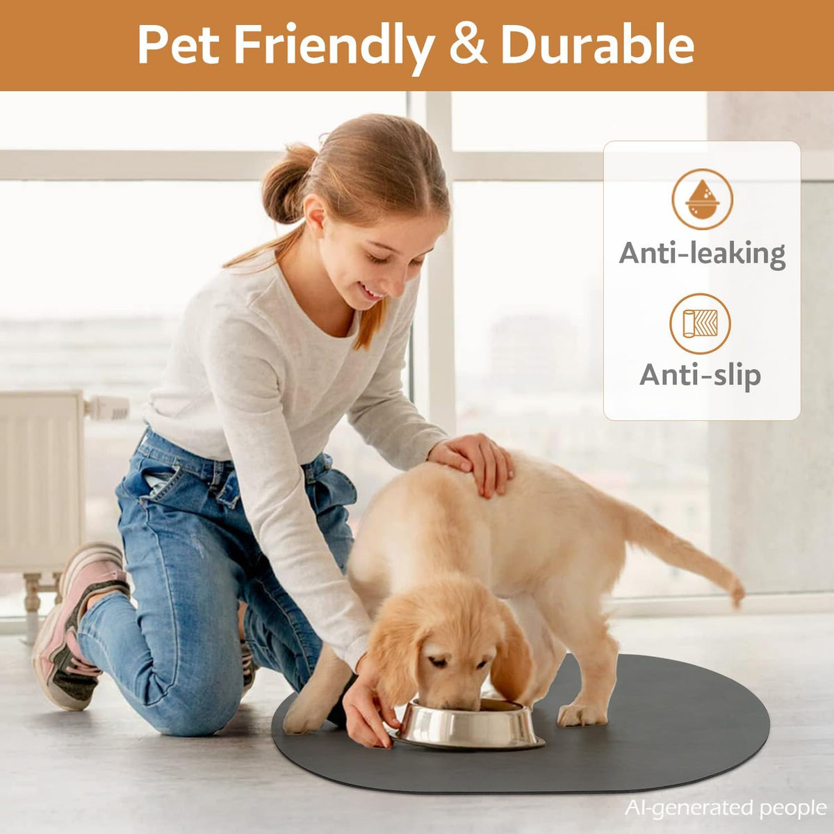 MontVoo Absorbent Dog Food Mat-Dog Mat for Food and Water Bowl - Darkgrey / 17"x28" - image 3