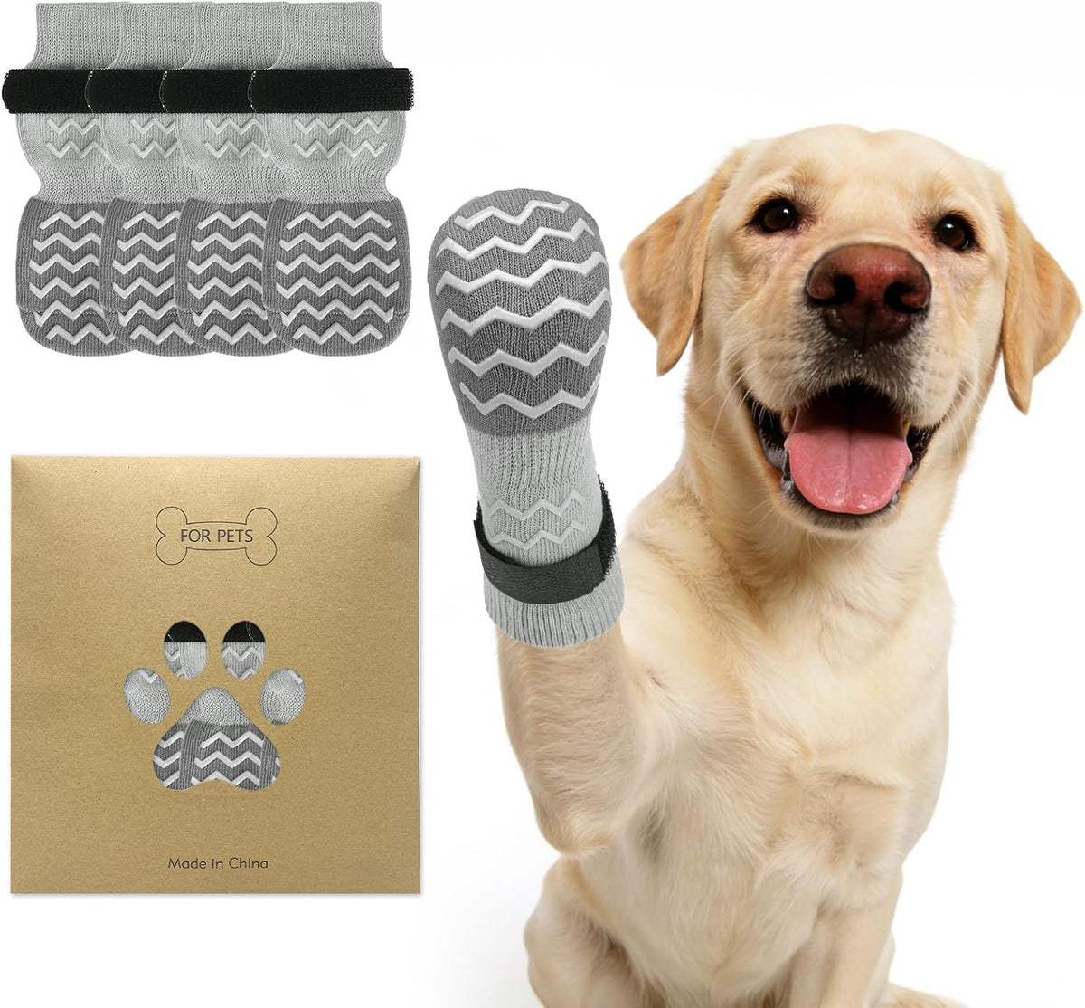 Dog Socks Shoes for Hot Pavement to Prevent Licking Paws - Gray / Small (Paw Width: 2.1")