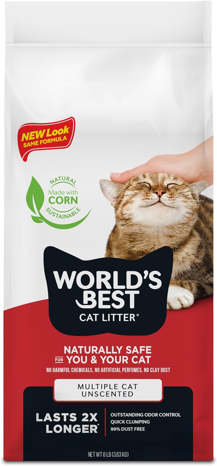World's Best Cat Litter, Multiple Cat, Unscented, Odor Control - 8 lb