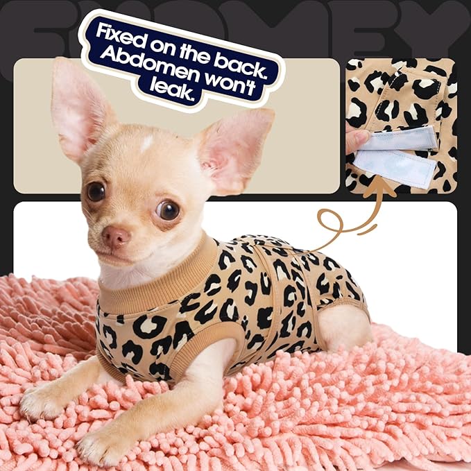 FUAMEY Recovery Suit for Dogs After Surgery,Soft Breathable Dog Bodysuit E-Collar & Cone Alternative Surgical Suit,Male Female Dog Neuter Spay Suits Anti Licking Wounds Onesie Brown Leopard M